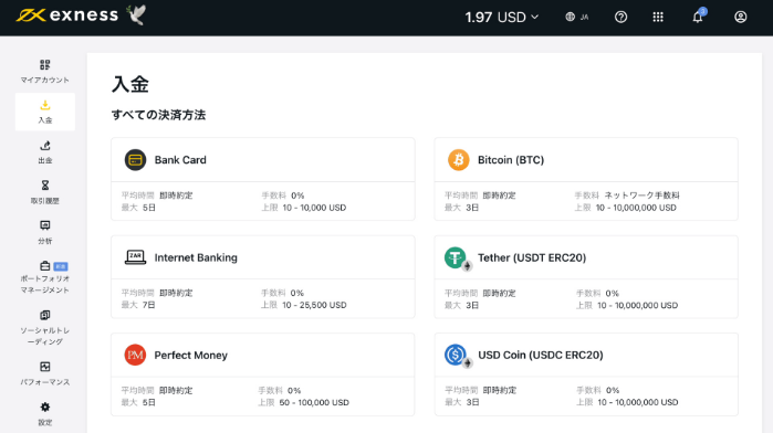 エクスネス　入金方法