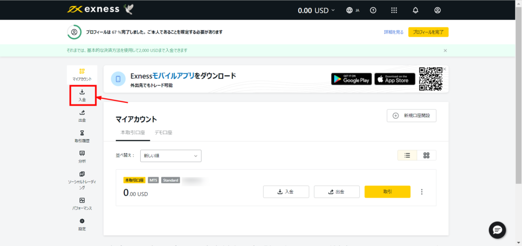 エクスネス　入金方法