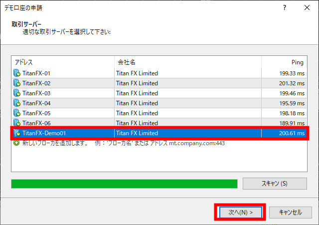 Titan FX　デモ口座　MT4