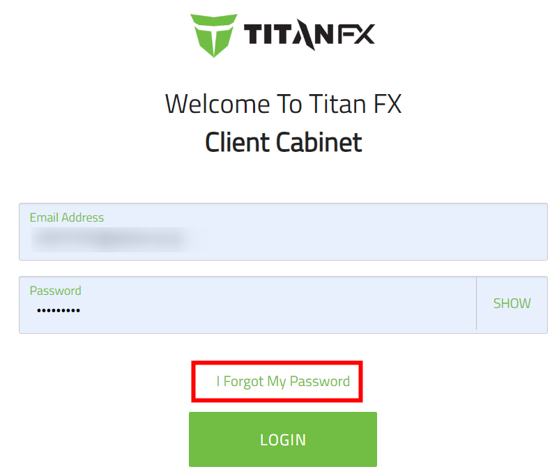 Titan FX　パスワード再設定