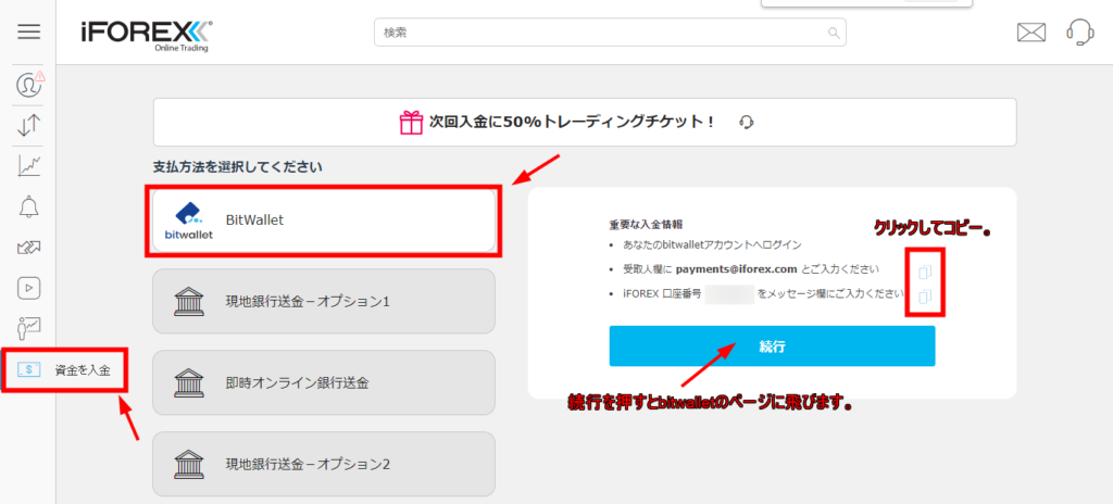 iforex 入金　ビットウォレット